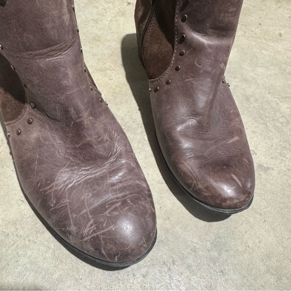 BOC Brown Leather Heeled Ankle Boots Size 7 Western Boho Southwest Cowgirl Fall - Picture 2 of 5